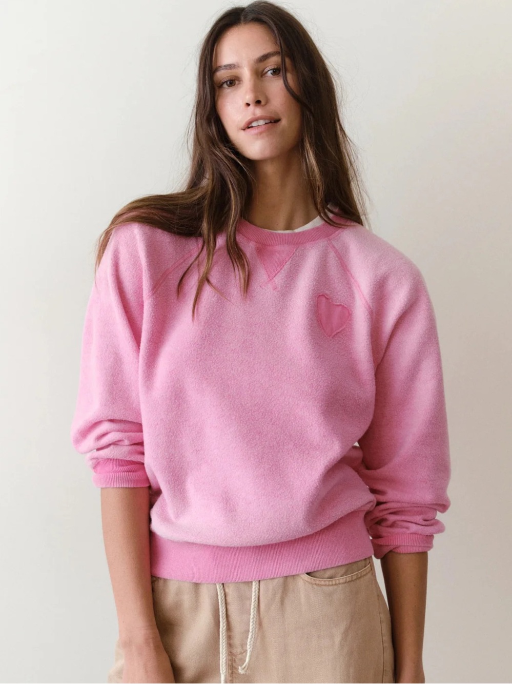 Marine Layer W's Cloud 9 Fleece Reversible Crewneck Sweater Fuscia Womens M - Picture 1 of 8